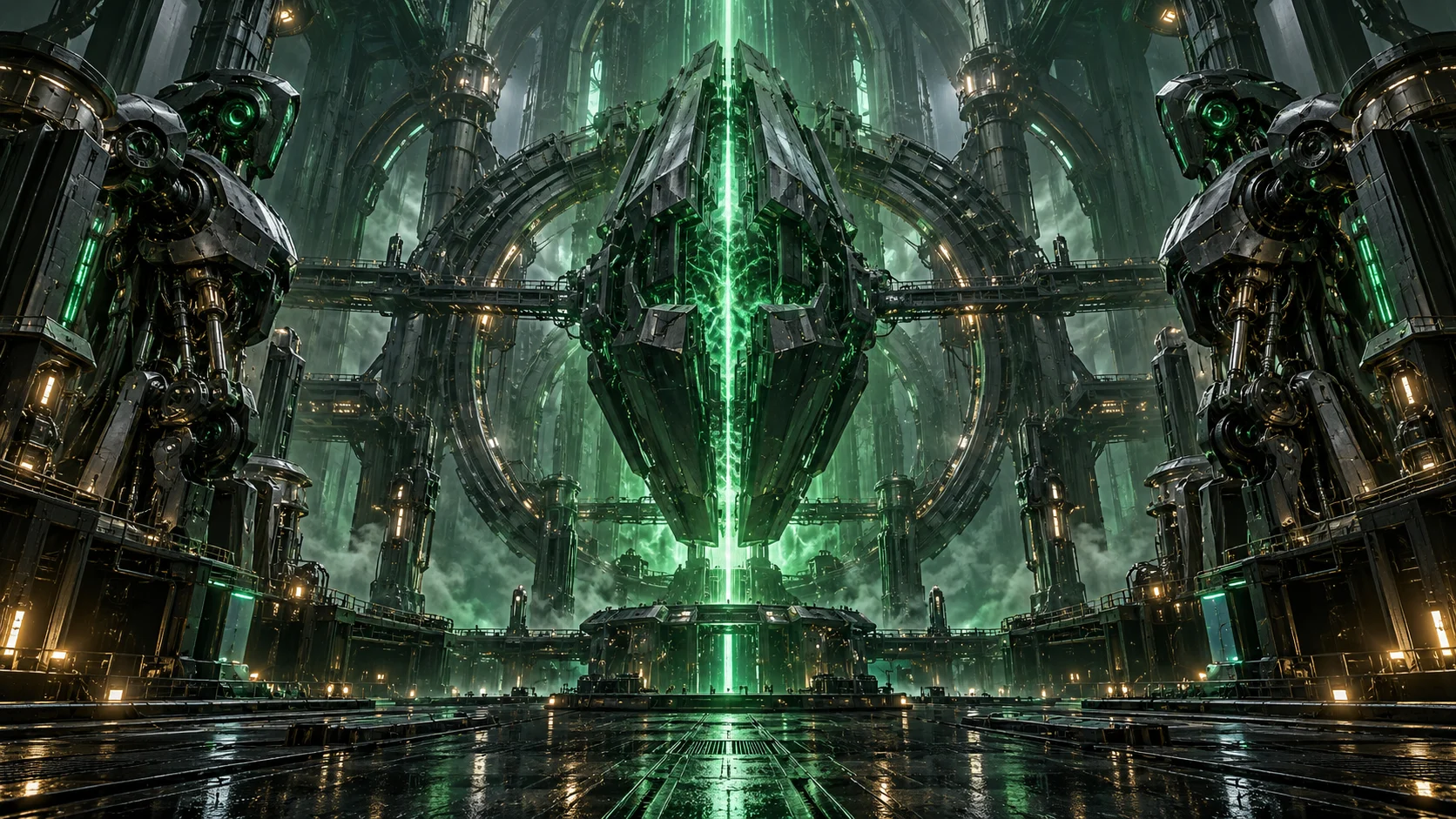 A monumental reactor guarded by machines inside the ZionCore citadel